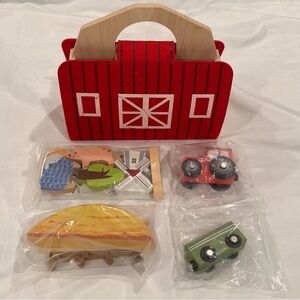 NWT Montessori Wooden Farm Toy Play Set Traveling Portable
